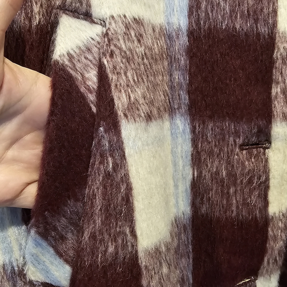 Ugg Koolaburra Plaid Mid Length Coat Shacket Jacket Removable Fur Collar - Picture 7 of 16